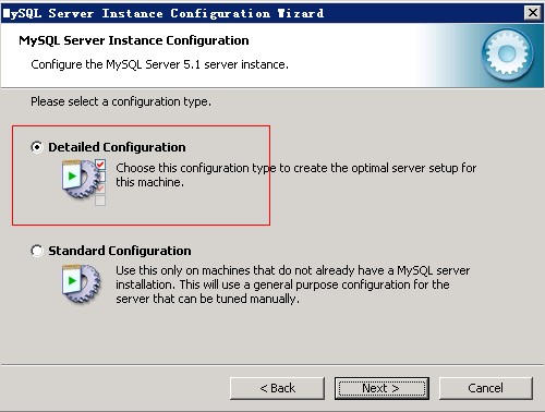 Selecting detailed configuration