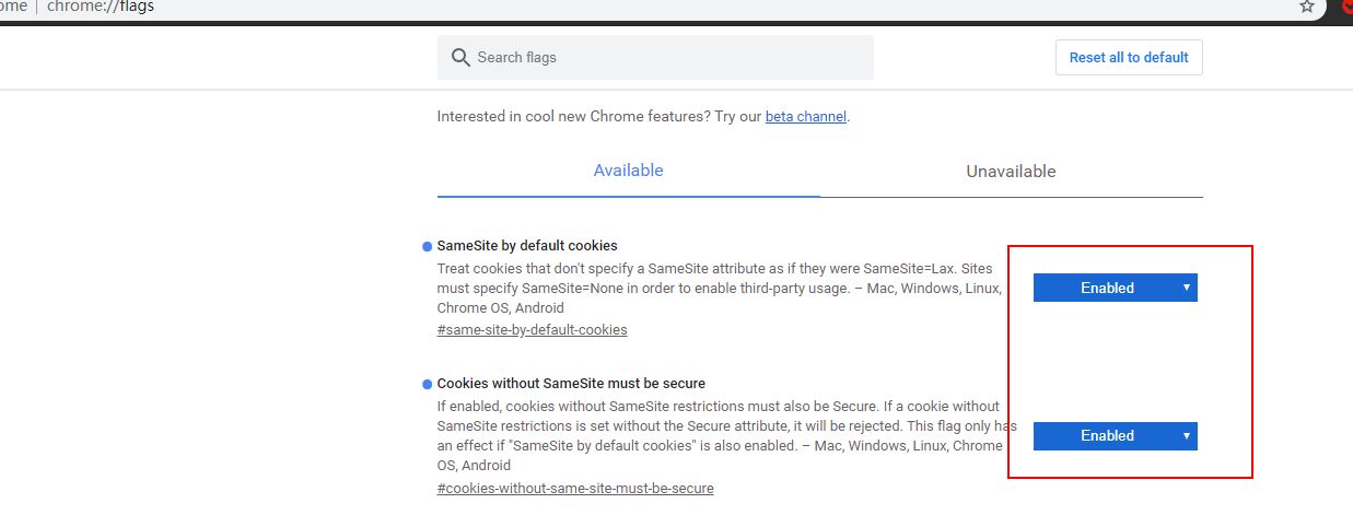 Enable Chrome SameSite explicitly
