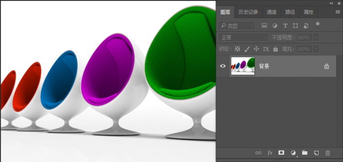 PS图片换色教程：巧用油漆桶工具给座位素材图换颜色。