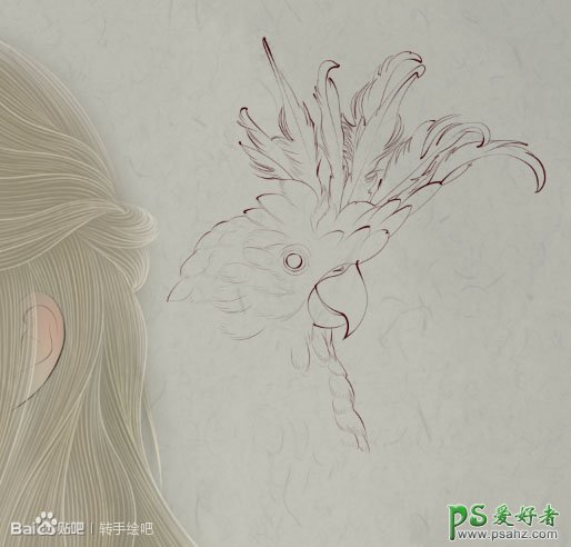PS工笔画教程：给欧洲少女人像艺术照制作成细腻的工笔画效果。