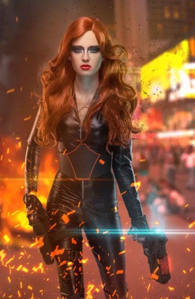 PS海报合成教程：创意打造超炫的美女英雄枪战电影海报。