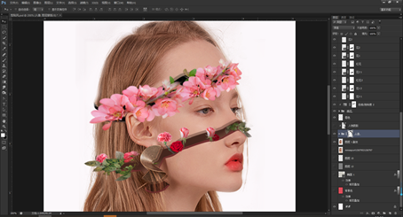 Photoshop创意合成从人物头像中长出的花朵