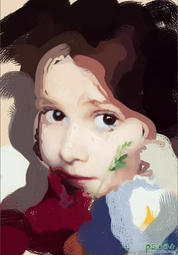 PS人像后期教程：给可爱的儿童人像照片制作成油画艺术效果。