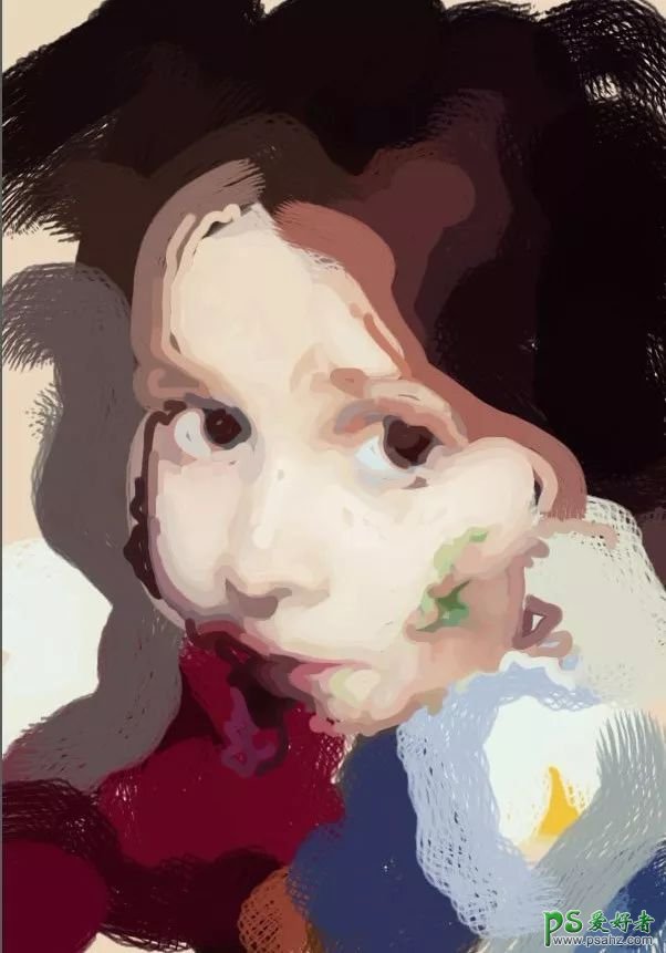 PS人像后期教程：给可爱的儿童人像照片制作成油画艺术效果。