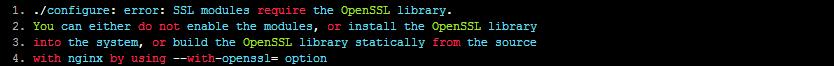 Nginx错误：/configure: error: SSL modules require the OpenSSL library