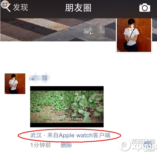 微信朋友圈怎么显示来自apple watch客户端？
